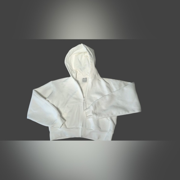 TNA Cozy Fleece Boyfriend Zip Up Hoodie in White - Picture 2 of 5